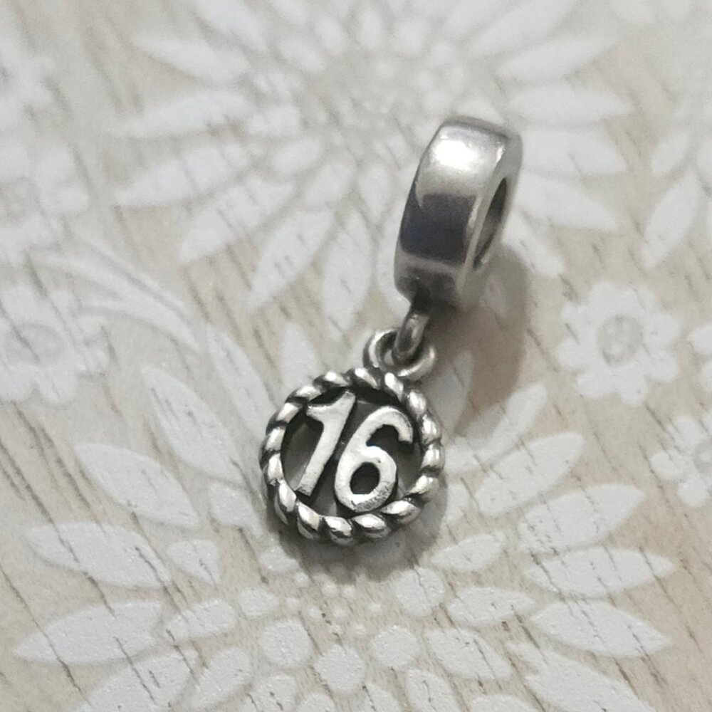 Pandora Silver Sweet 16 Birthday Charm Bead 790494 Authentic